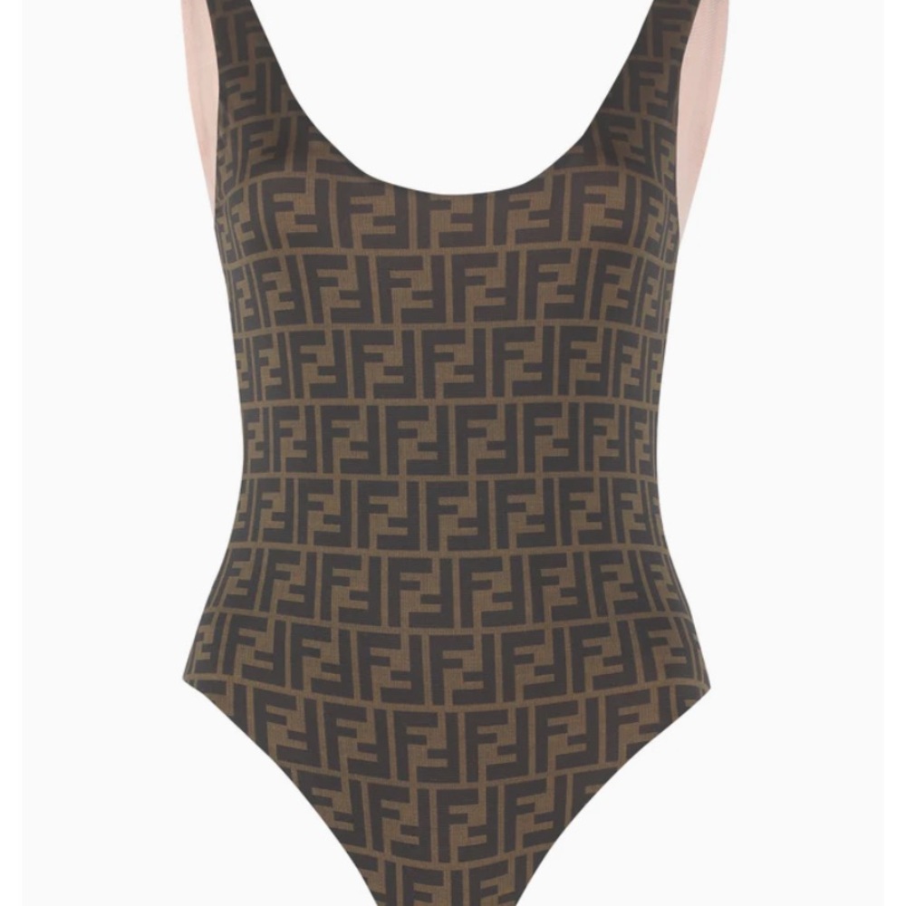 Fendi Brown and Black Monogram Swimsuit